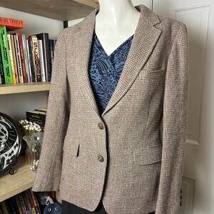 Vintage Wool Lands' End Tweed Beige Blazer S